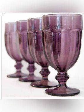 Libby set of 4 Amethyst Gibraltar DuraTuff goblets water glasses footed
